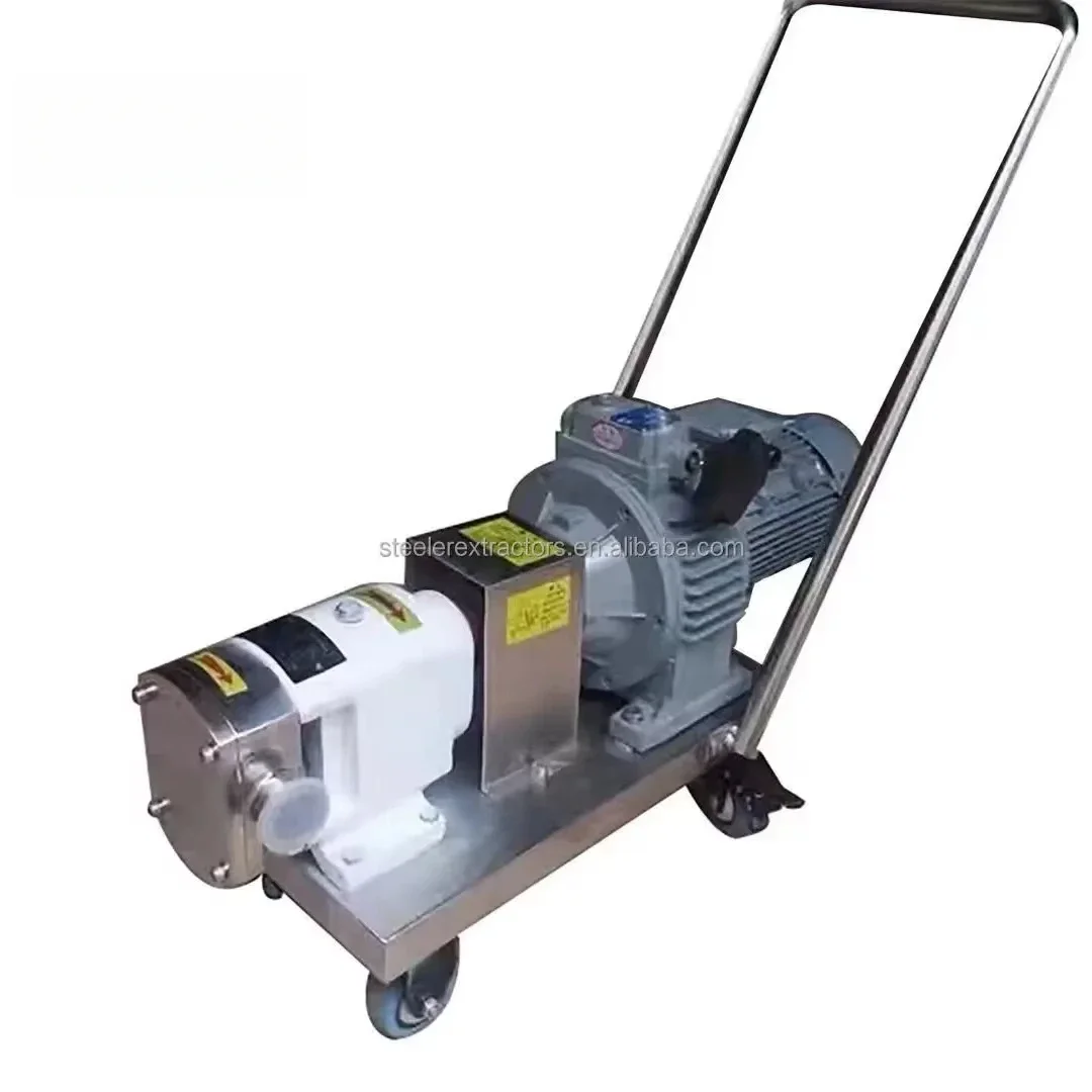 SS304 High viscosity rotor lobe pump chocolate ketchup pastes transfer pump with Trolley