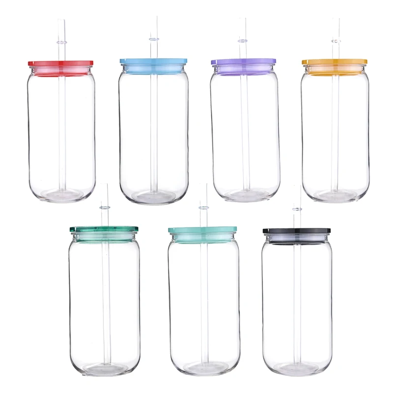 

16oz PET Plastic Cups Equipped With Replaceable Colored Lid And Straw Can Hold Soda Juice Drinks Milks High Quality Cups