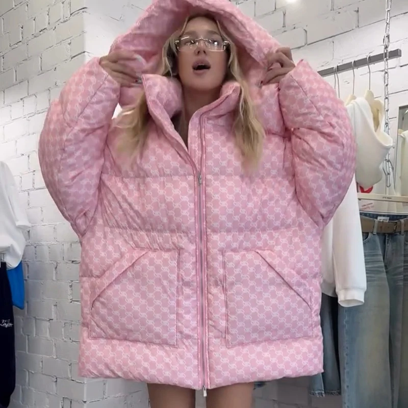 Oversized Puffer Women’s Jackets Coat Print Hooded Zipper Parka Coats Loose Mid‑Length Warm Winter Outerwear With Big Pockets 5 Oversized Puffer Women's Jackets Coat Print Hooded Zipper Parka Coats Loose Mid‑Length Warm Winter Outerwear With Big Pockets 5