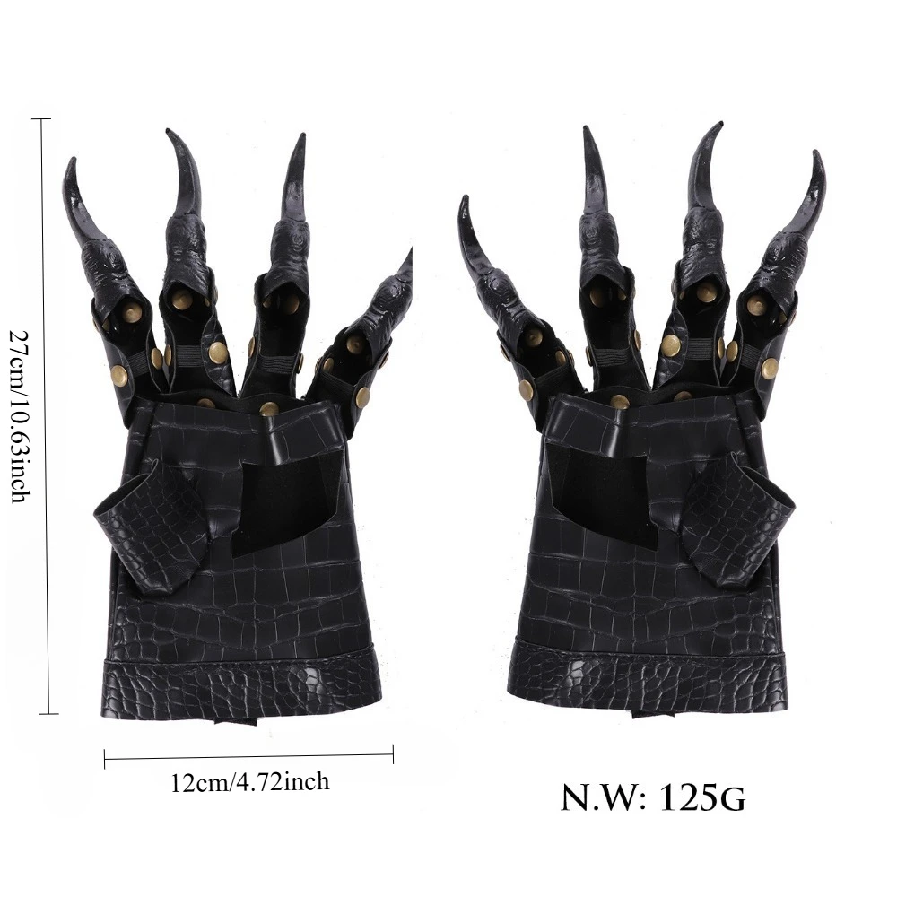 Novelty Simulation Dragon Claw Full Dress Up Gloves Halloween Carnival Cosplay Accessories Scary Stylish Hand Gloves for Stage