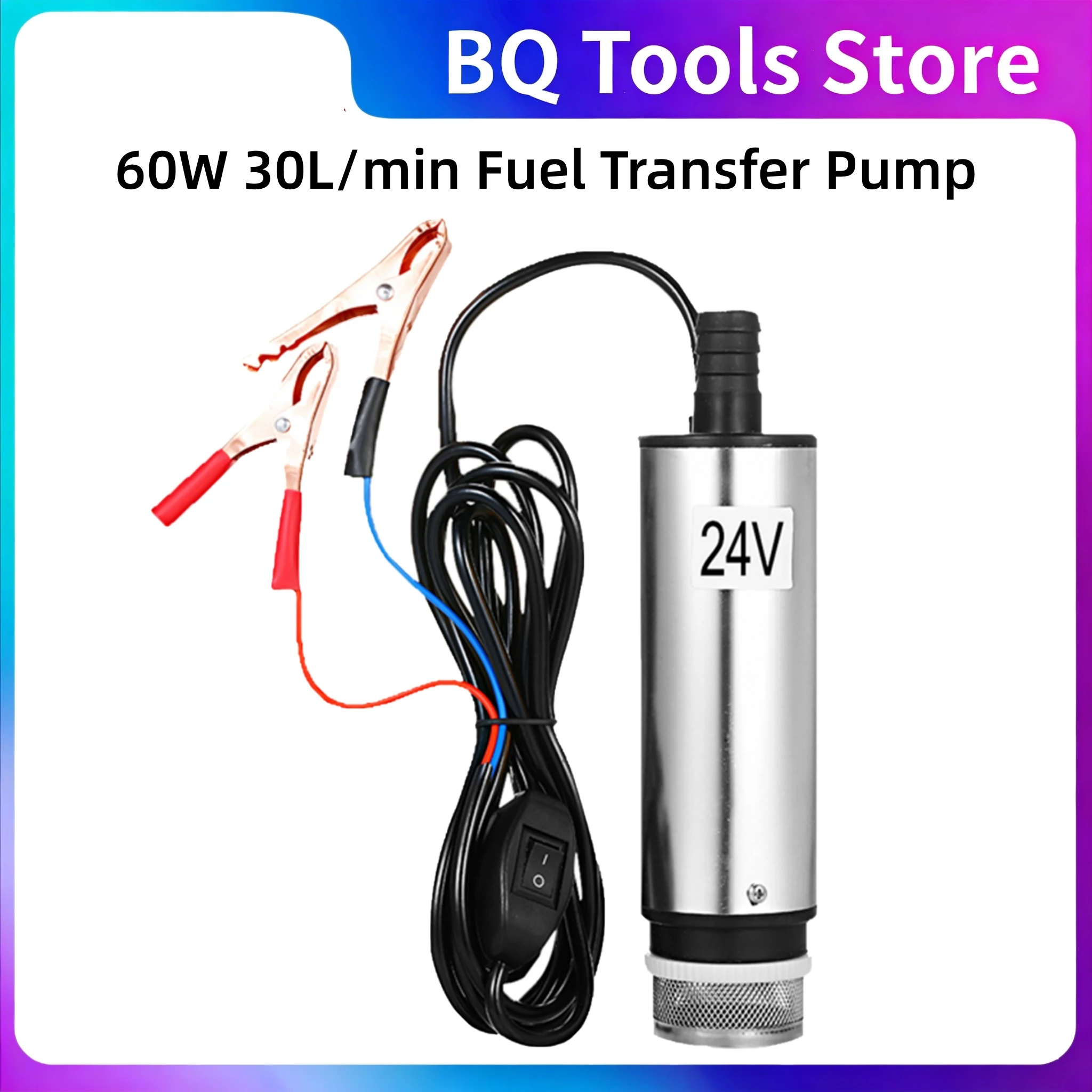 Submersible Pump DC 12V/24V Oil Suction Pump 60W 30L/min Fuel Transfer Pump Harvester Agricultural Construction Machinery Part