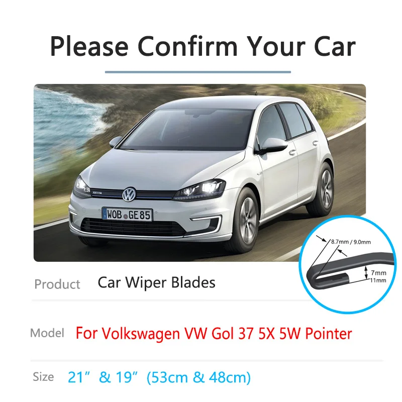 Car Front Wiper Blades For Volkswagen VW Gol 37 5X 5W 1994~2015 Pointer Cleaning Windshield Windscreen Brushes Accessories 2010