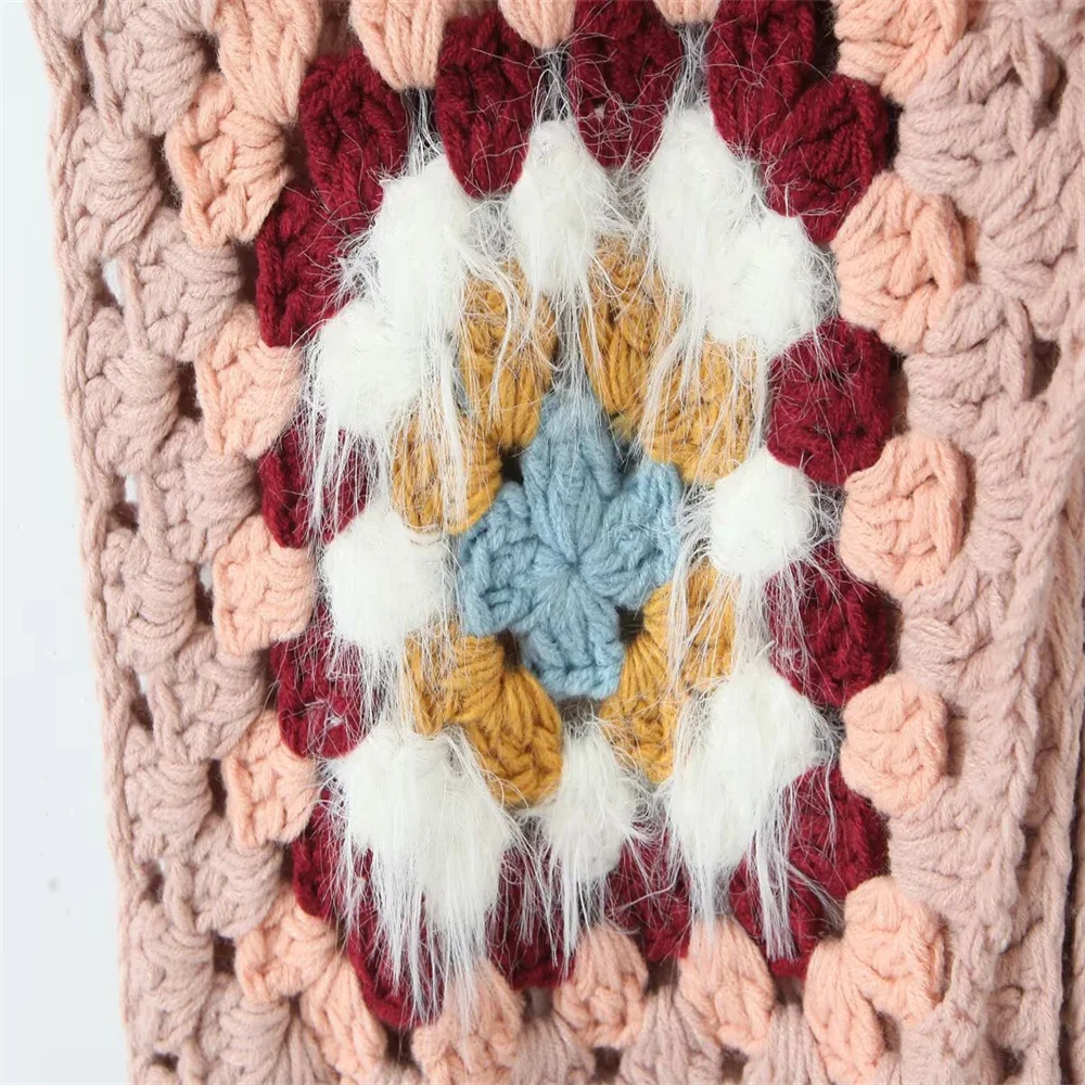 2025 New European and American style new women's clothing ethnic style exotic style handmade grandmother grid cardigan tie up