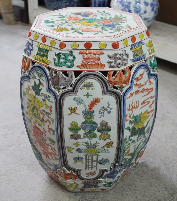 chinese ceramic Flowers and birds stools seat for indoor home decoration chinese gardening stool