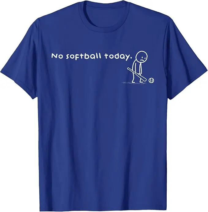 Lustiges „No Softball Today“-Humor-T-Shirt für sarkastische Meme-Sportliebhaber – Y2K-Zeichnung, Comic, verspielte Stickman-Grafik mit Spruch – T-Shirt-Kleidung – Detail 11