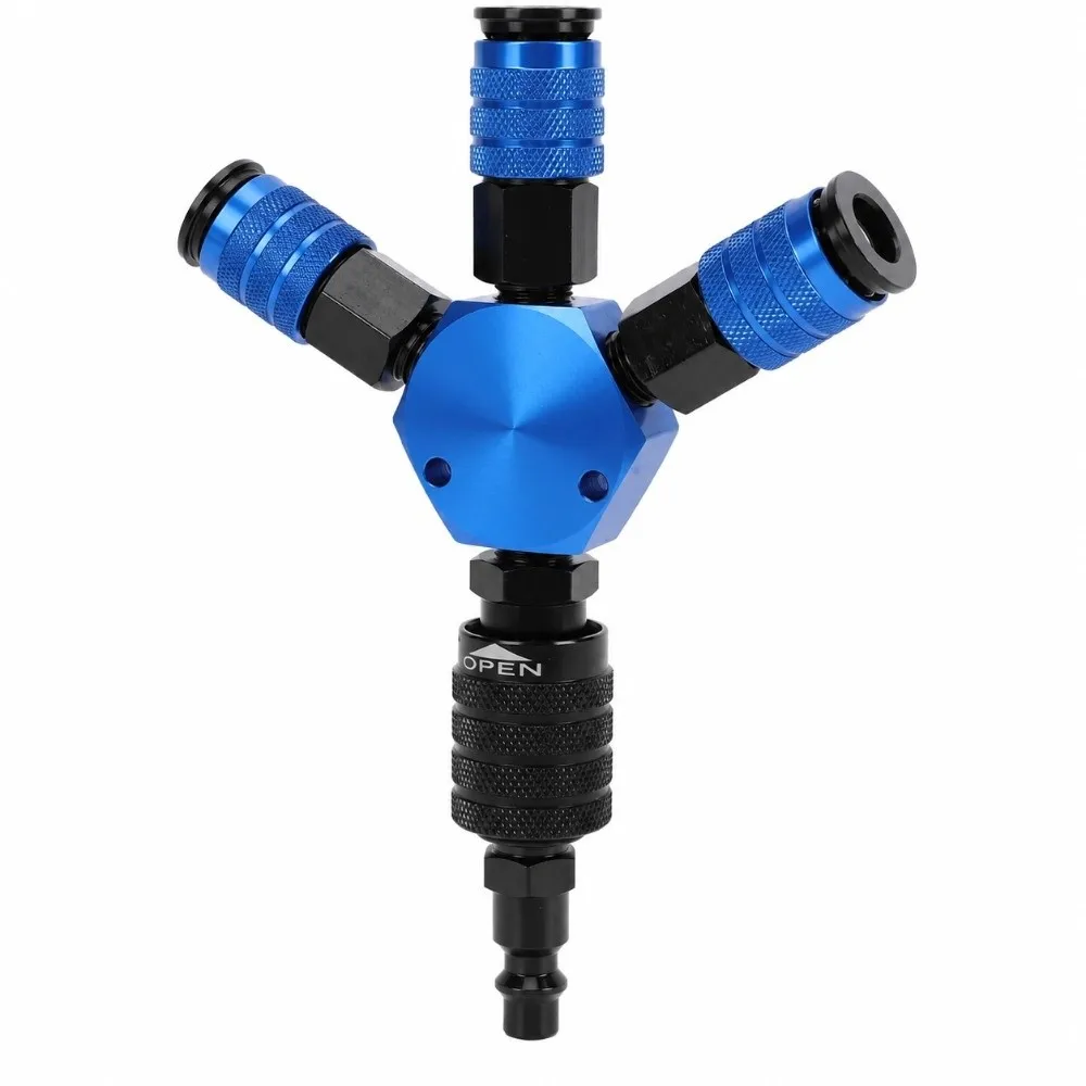 Thread Design 3 Way Air Hose Splitter Hex Style 1/4 Inch NPT Size Quick Connect Adapter Industrial Grade Air Manifold Fitting
