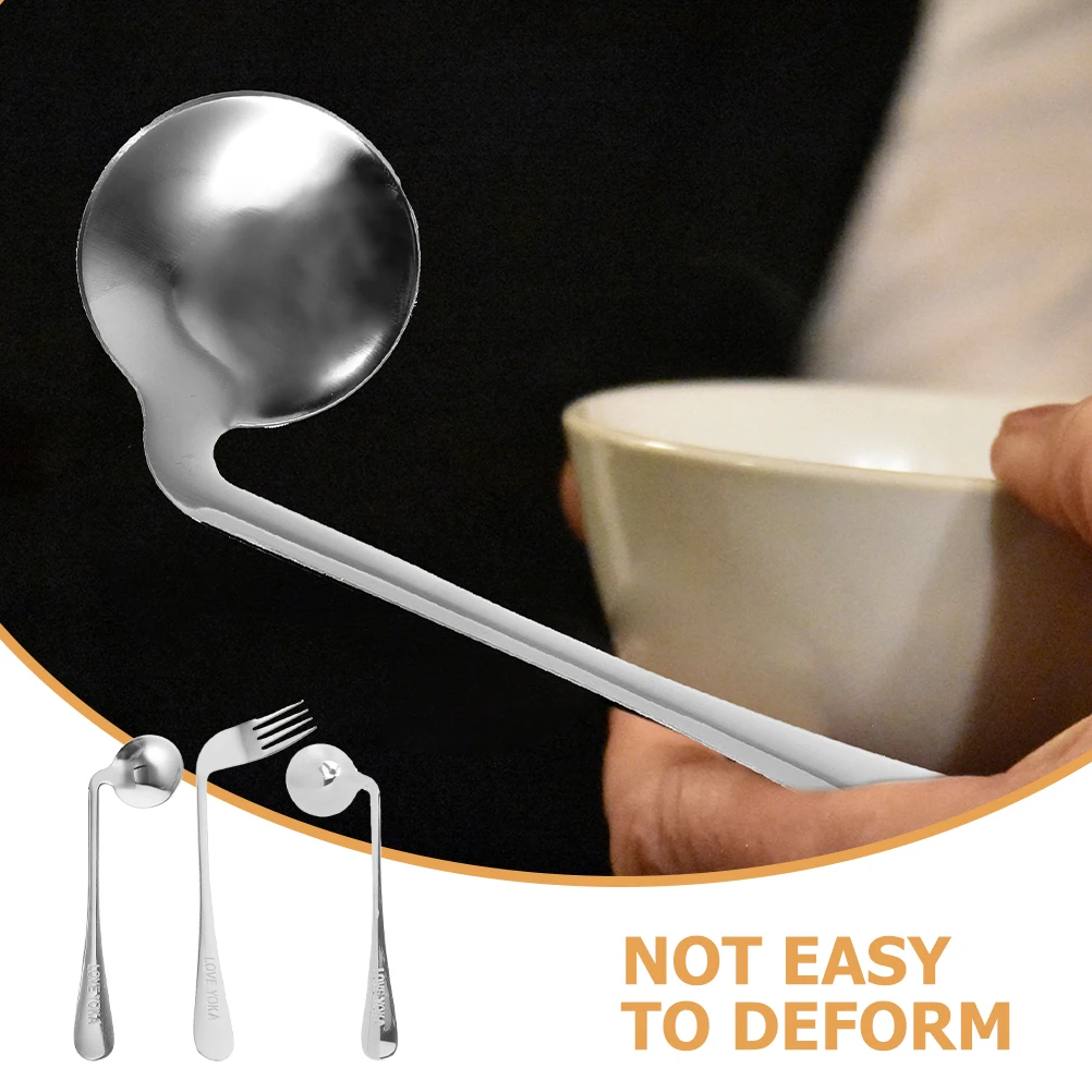 

1 set Left handed Spoon Fork Set Angled Stainless Steel Elderly Disability Feeding Tableware Curved Spoon Fork For Patients Self