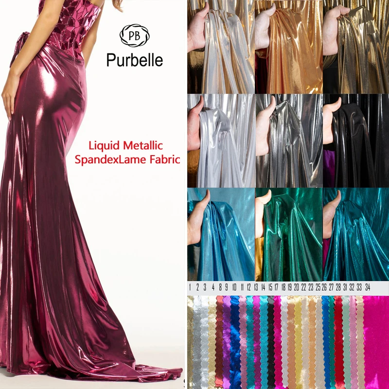 Tela ciega de LICRA metálica líquida burdeos para vestidos, polainas, decoración de fondo, Material de diseñador de ropa por metros