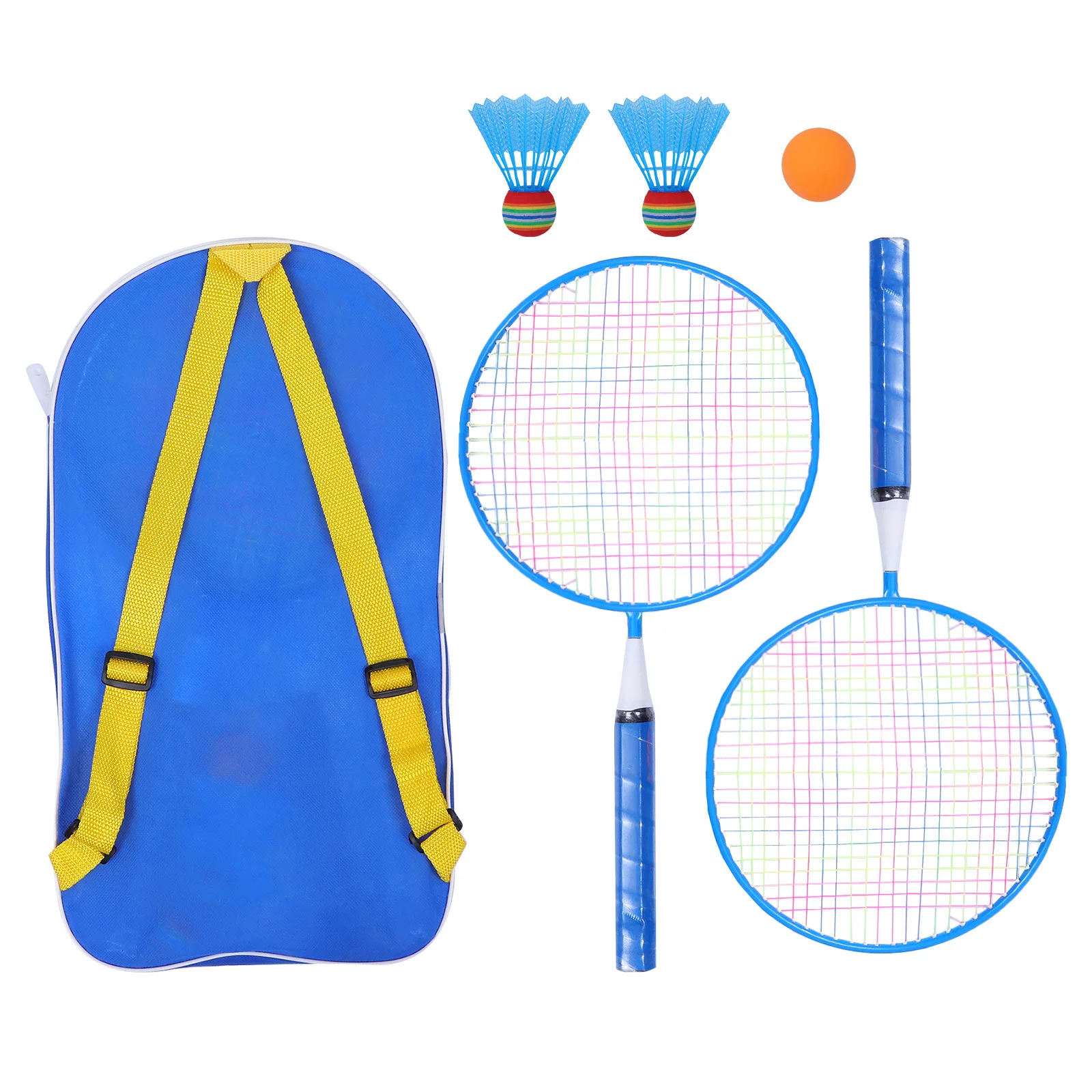 Badminton Racket Set Iron Alloy Lightweight For 3-12 Years Wide Surface Easy Grip Outdoor Sports Starter Kit