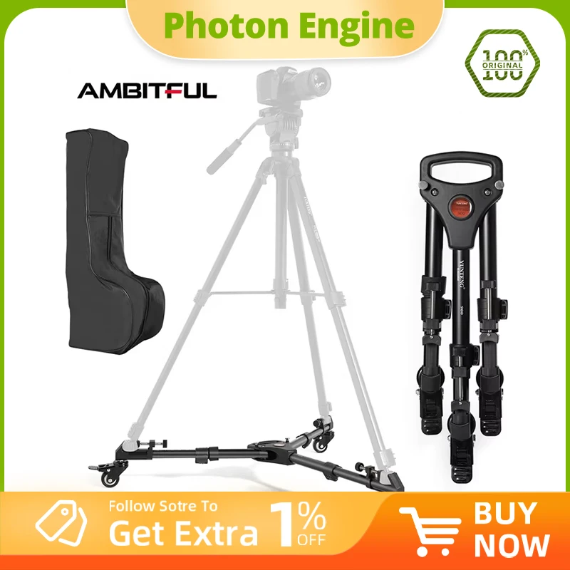 

YUNTENG VCT-900 / VCT-901 Professional Photo Aluminum 3 Wheels Pulley Universal Foldable DSLR Camera Tripod Dolly Base Stand