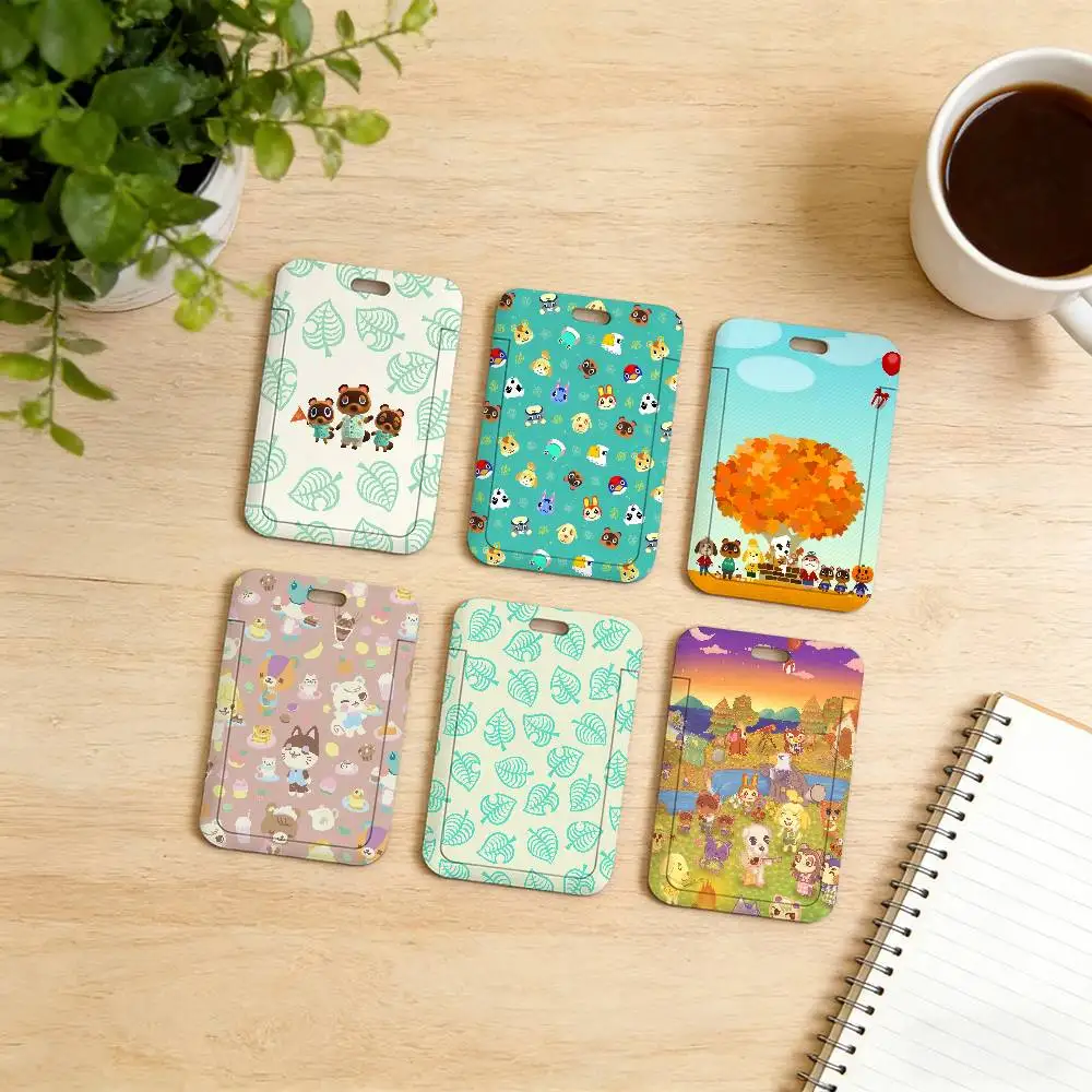 Animal game C-C-Crossing-G  Card Covers Holders Case Students Bus Card Cover ID Badge Holder with Lanyard