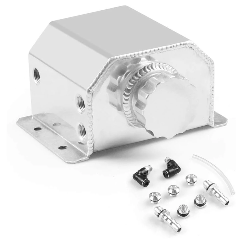 Tanque de desbordamiento de radiador de refrigerante de aleación de aluminio Universal, 1L, lata de captura de aceite de motor, depósito de tanque de expansión