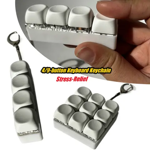 Hot Sale Fashion4/9-button Keyboard Keychain Shaft Tester Fidget Toy with Sound Effects Compact Size Easy Portability Comfortabl