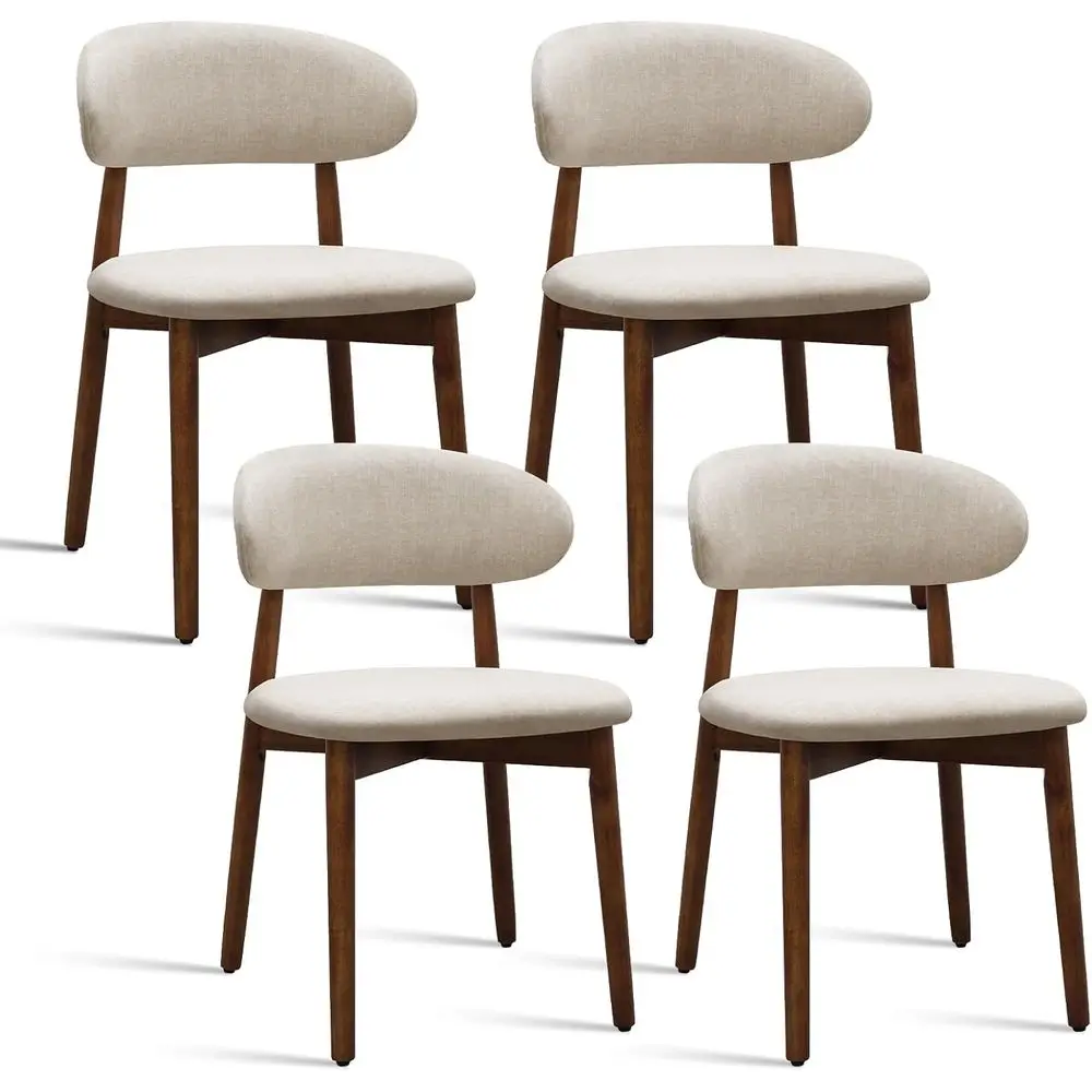 

4-Piece Modern Wooden Dining Chairs, Upholstered Fabric Seat, Suitable for Kitchen, Dining Room, or Restaurant, Walnut & Warm Gr