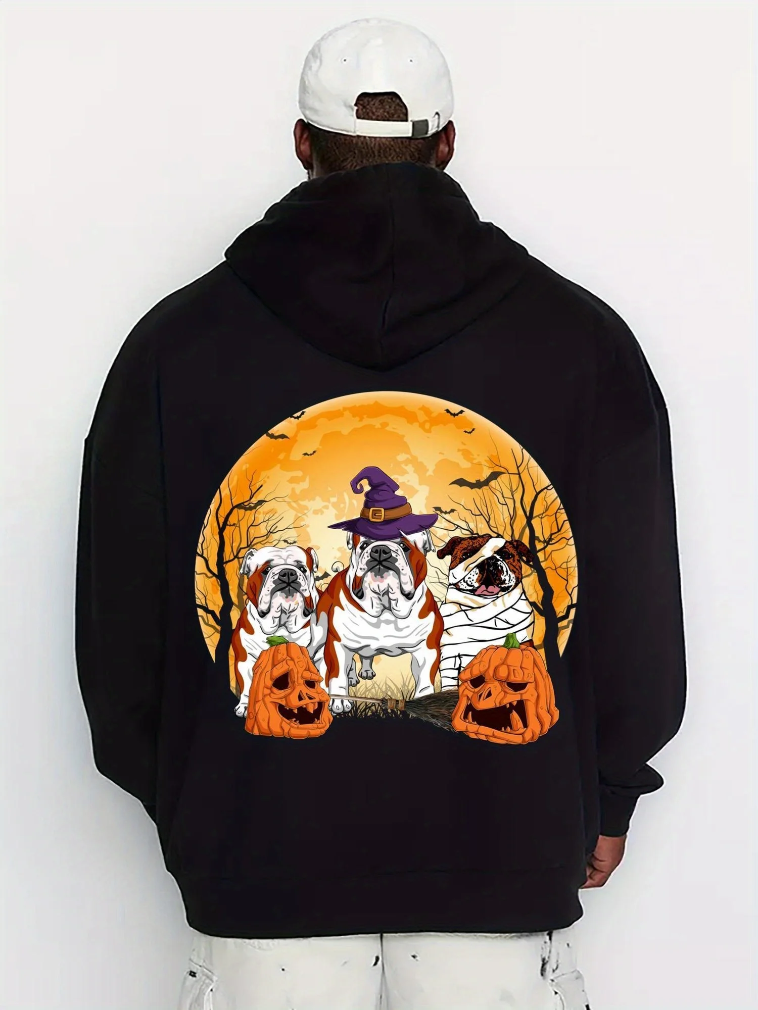 

New Trendy Men's and Women's Hoodies, 3D Printed Halloween Pumpkin Dog Pattern Design Novel Daily Outfit Hoodie With Pockets