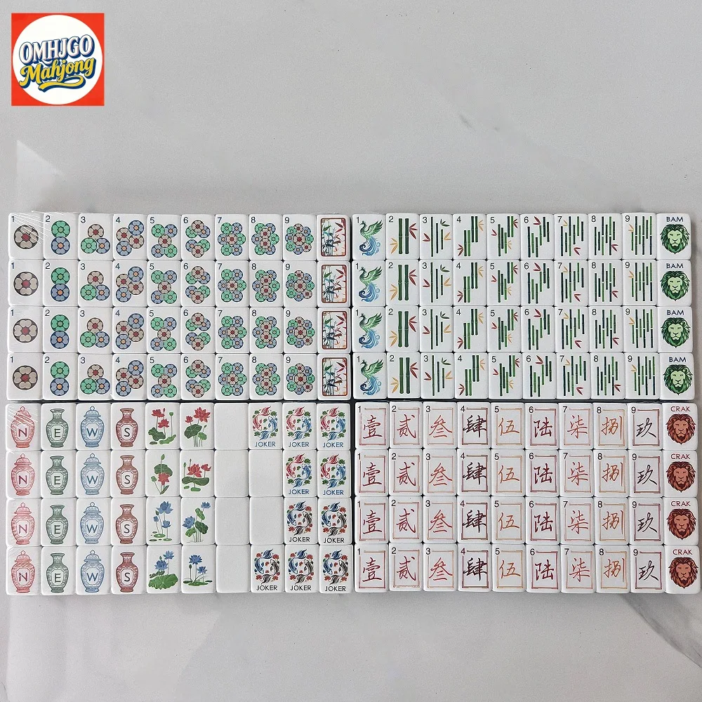 Luxury Wood Grain  American Mahjong Tiles 160 Acrylic Tiles Engraved Mah Jongg Set for Indoor Family Game Night Table Activities