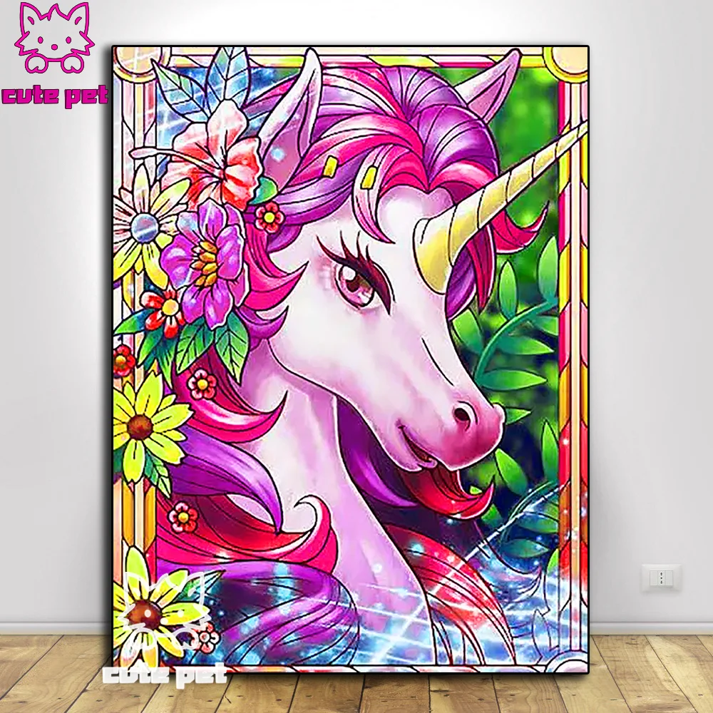 Diamond Painting Beautiful unicorn DIY cross stitches full square drill rainbow horse Gift Embroidery Home Decor Diamond Mosaic