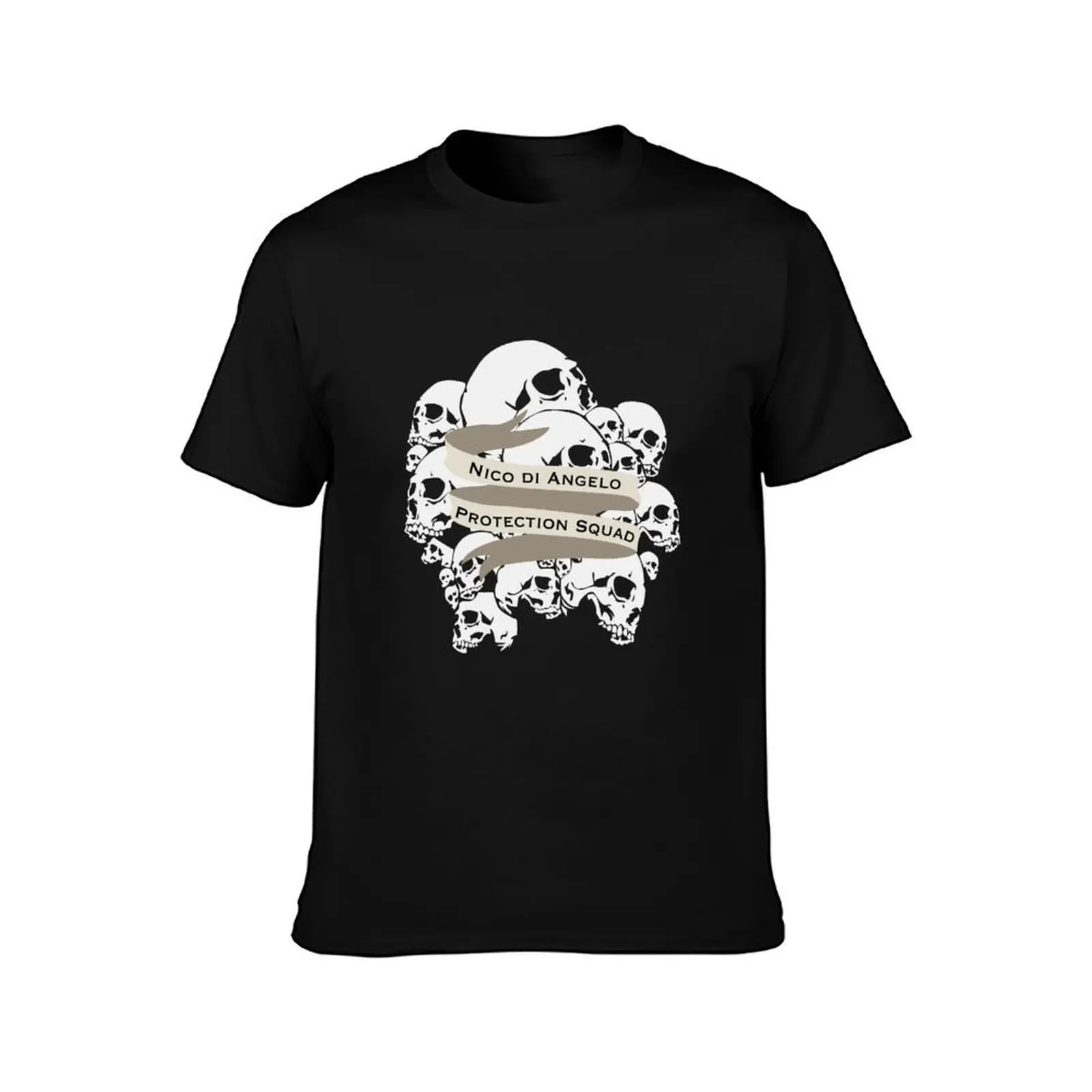 Nico di Angelo Protection Squad T-Shirt, Summer Casual Cotton Tee, Oversized Streetwear Tops, Vintage Graphic Print, 100% Cotton