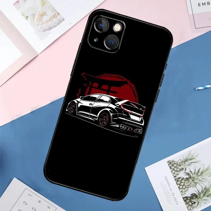 JDM Type R Civic Sport Car Phone Case For iPhone 11 12 13 14 15 Pro Max Mini 7 8 Plus SE 2020 X XS Max XR Back Cover