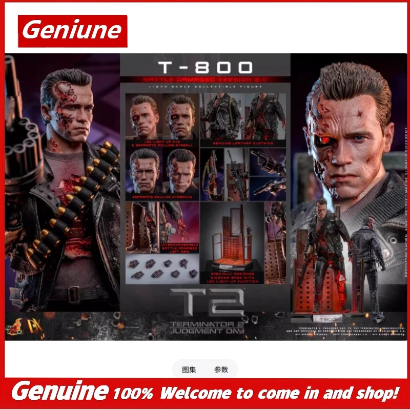 

Genuine Hottoys 1/6 DX46 T-800 Battle Damaged Version 2.0 Action Figure Terminator 2 Judgment Day Collectible Toy In Stock