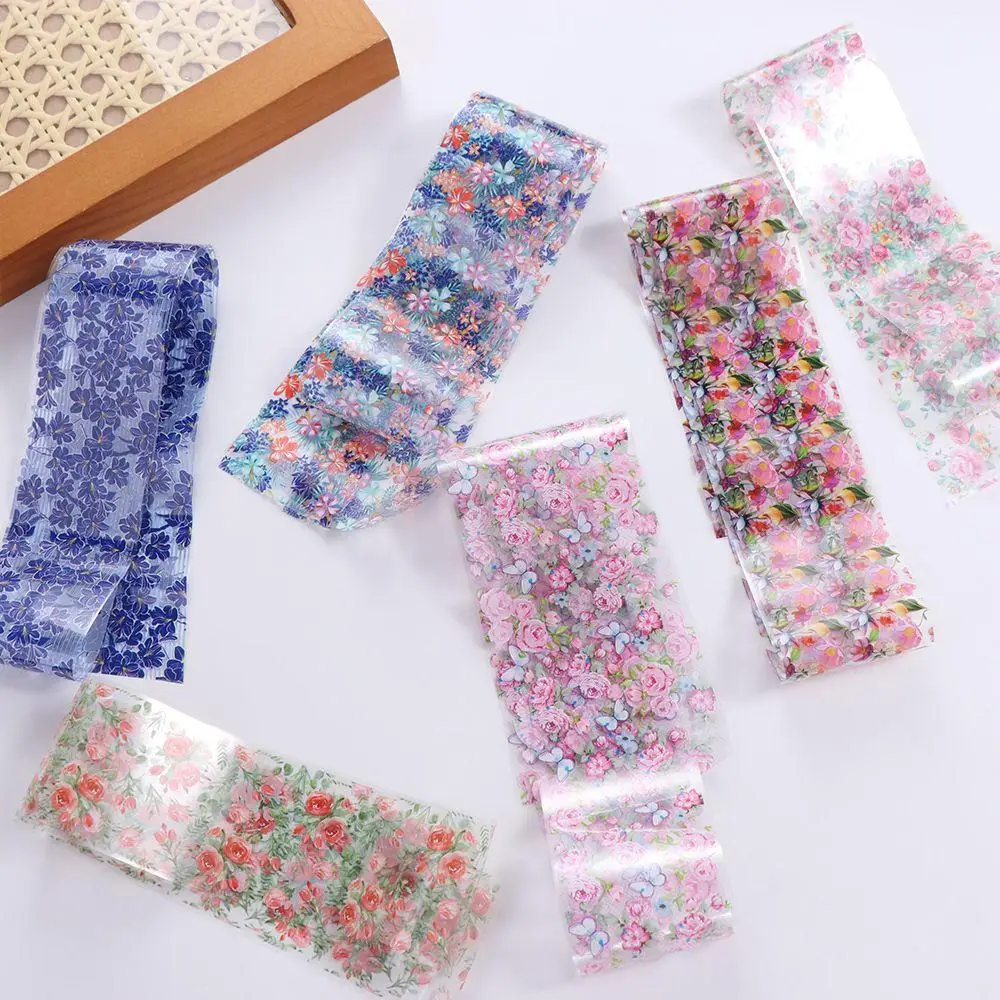 Sliders Nail Art Decoration Manicure Transfer Paper Decals Flower Nail Foils Floral Nails Stickers Holographic Nails Decals