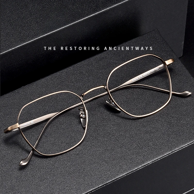 Ultra Light Pure Titanium Eyeglass Frame Japanese Anti Blue Light Glasses Retro Polygon Comfortable To Wear Man Woman Exquisite