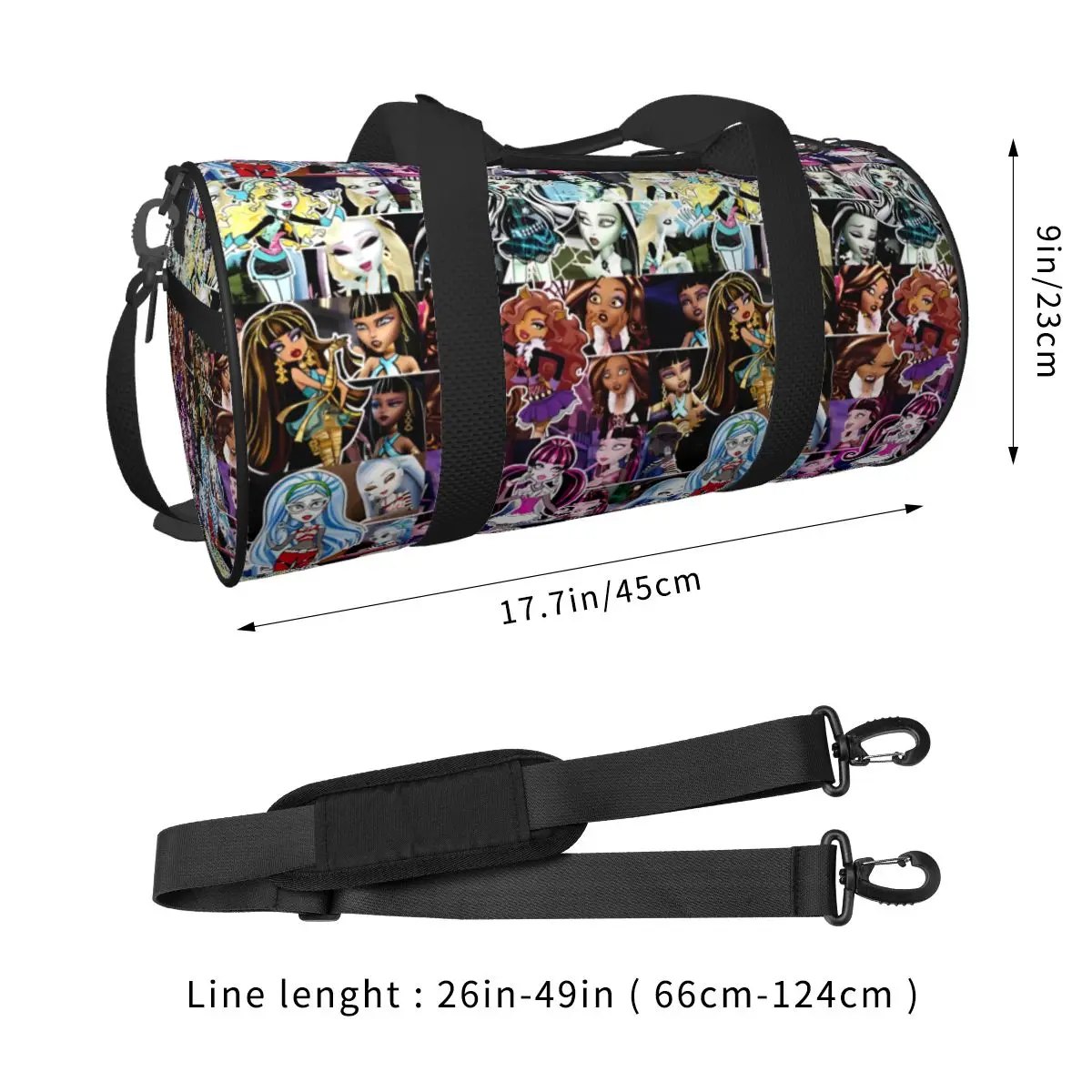 Bolsa de gimnasio Monster High, bolsas deportivas Oxford con zapatos, bolso con patrón de equipaje, bolsa de Fitness divertida para hombres y mujeres