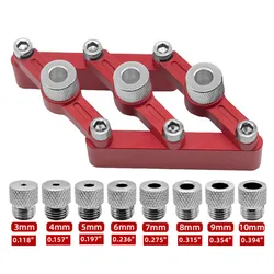 Self Centering Dowelling Jig Woodworking Joinery Hole Drill Guide,Wood Dowel Hole Positioner Locator with 3-10mm Drill Sleeves