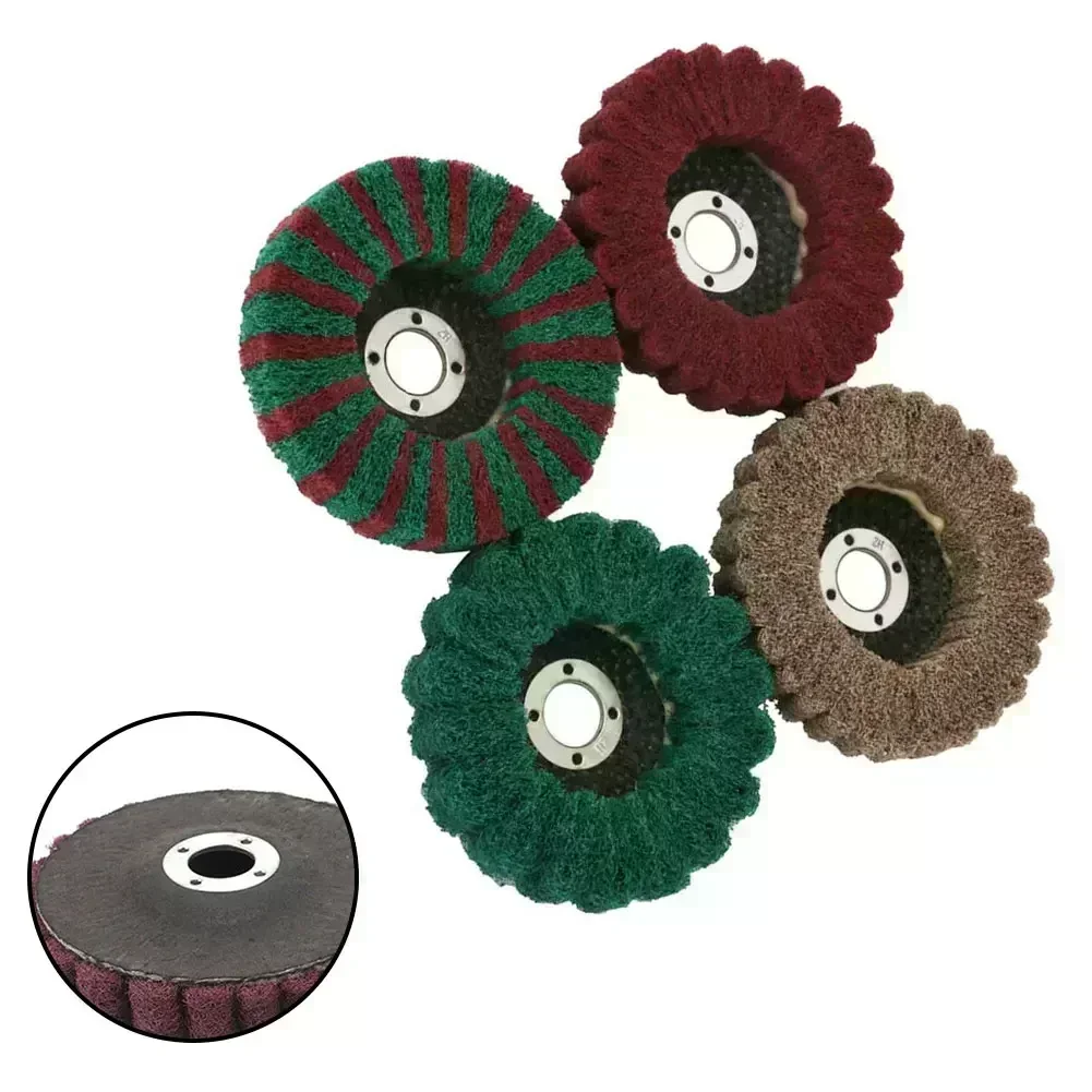 1 Pc 4inch Polishing Pad Scouring Pad Buffing Wheel 100*16mm Nylon Fiber Flap Cleaning Wheel Grinding Disc For Polisher Parts