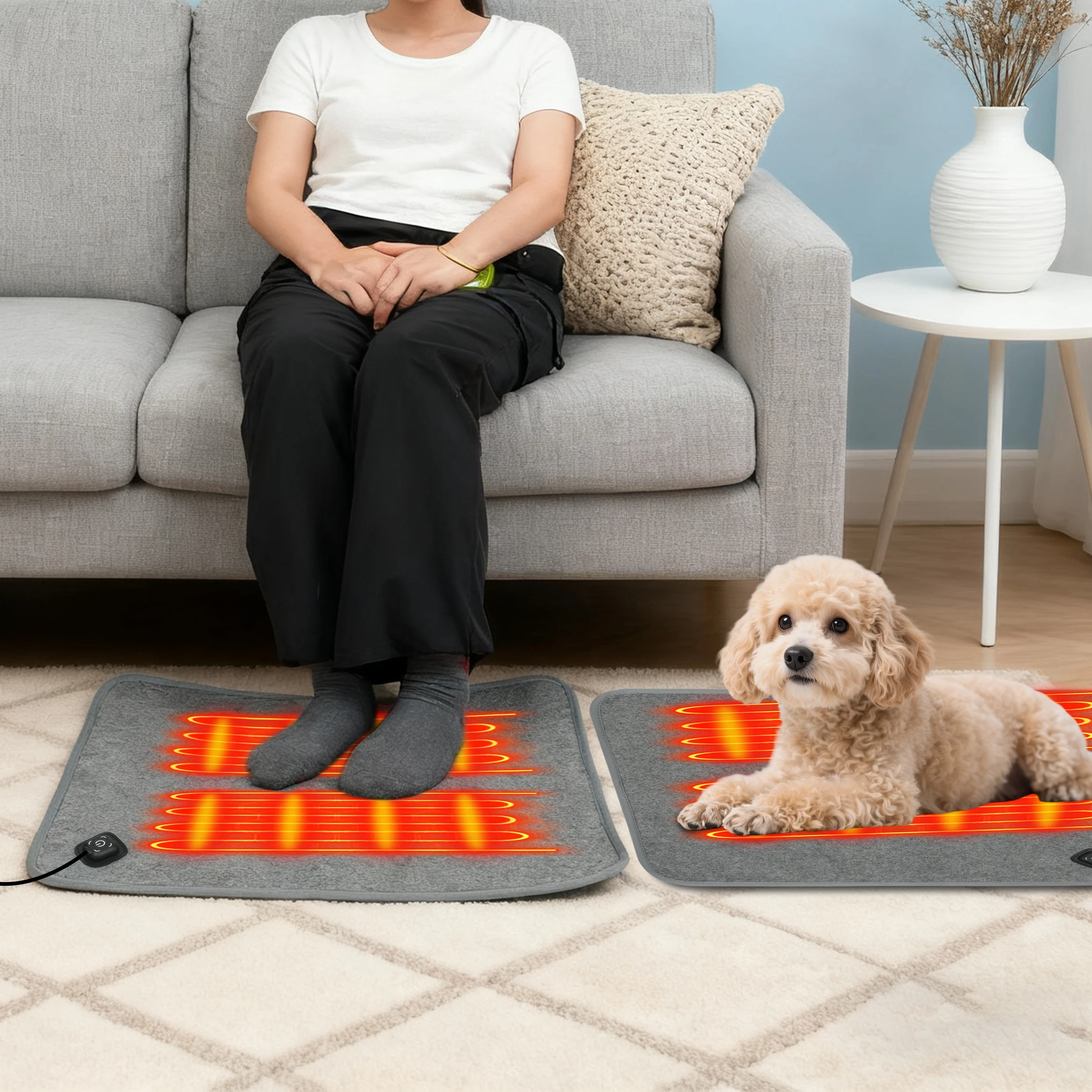 1PC USB MiElectric Heating Pad Carpet Mat with 2 Heating Zones 3 Heating Levels 10H Auto Off Home Office Outdoor Camping Use