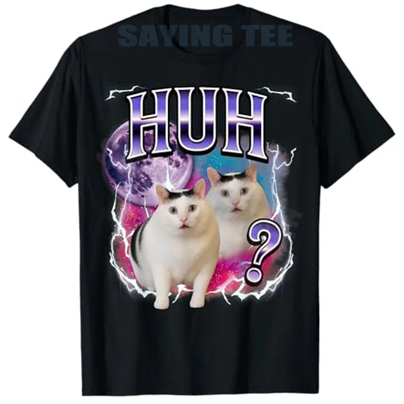 

Huh Cat Chonky Meme Funny Confused Cat Meme Lovers T-Shirt Women's Fashion Kitty Y2k Design Aesthetic Clothes Novelty Tees Gifts