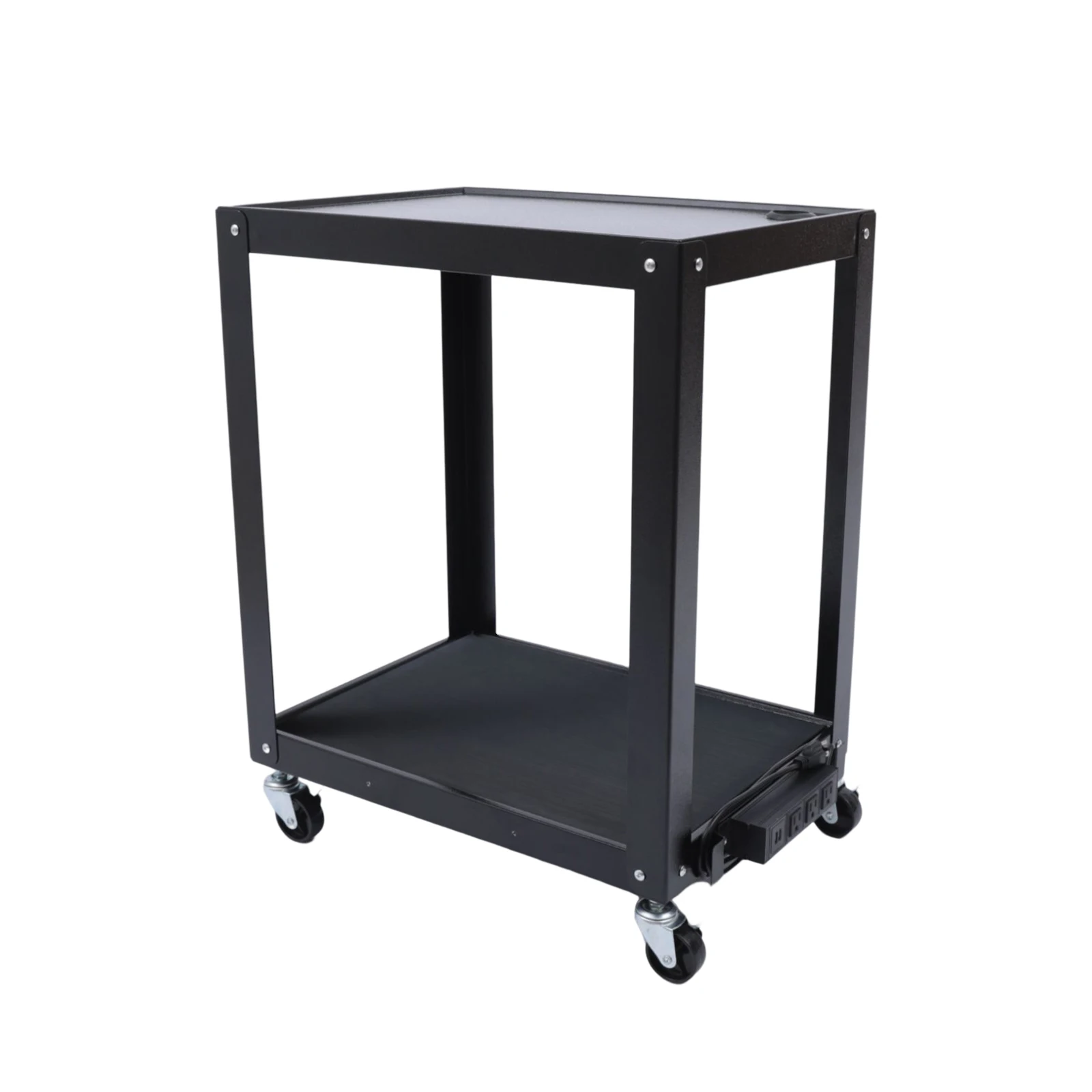 26Inch Media Cart with Power Strip, 2 Shelves,4 Rolling Casters,Maximum Load Capacity of 110.23 Lbs