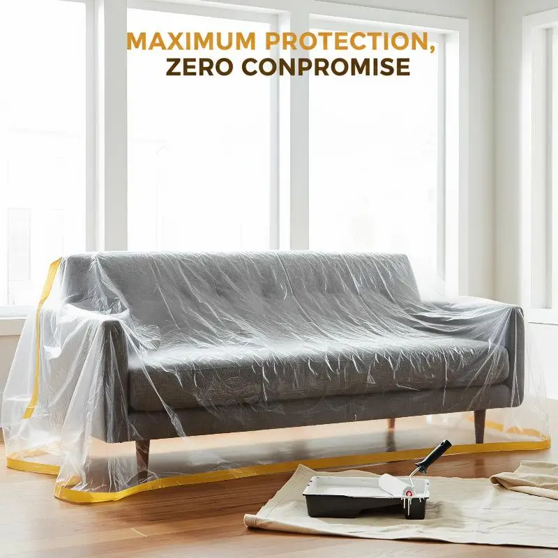 20M Multi-Purpose Masking Film With Tape Furniture Dust Cover Protective Film Dustproof Sheet