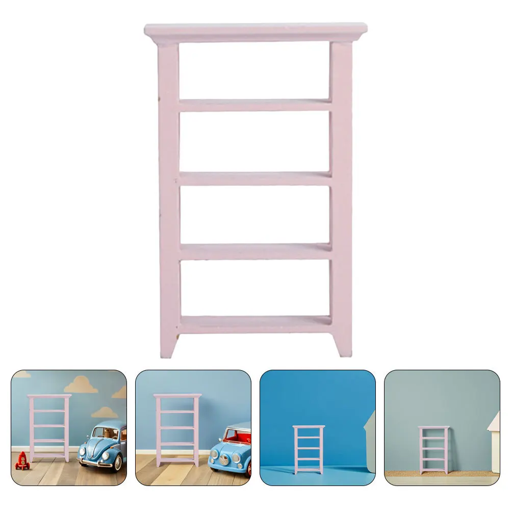 

Miniature 4 Tier Wooden Shelf Display Stand for Mini House Interior Realistic Dollhouse Furniture Accessory Organizing Tiny
