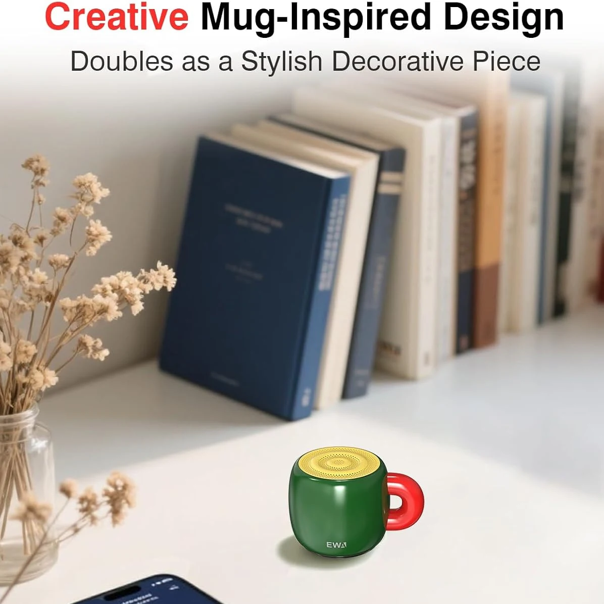 مكبر صوت EWA صغير لاسلكي يعمل بالبلوتوث 5.4 صوت جهير، مكبر صوت يومي مقاوم للماء، مكبر صوت معدني محمول مشغل MP3 700 مللي أمبير في الساعة صوت HiFi