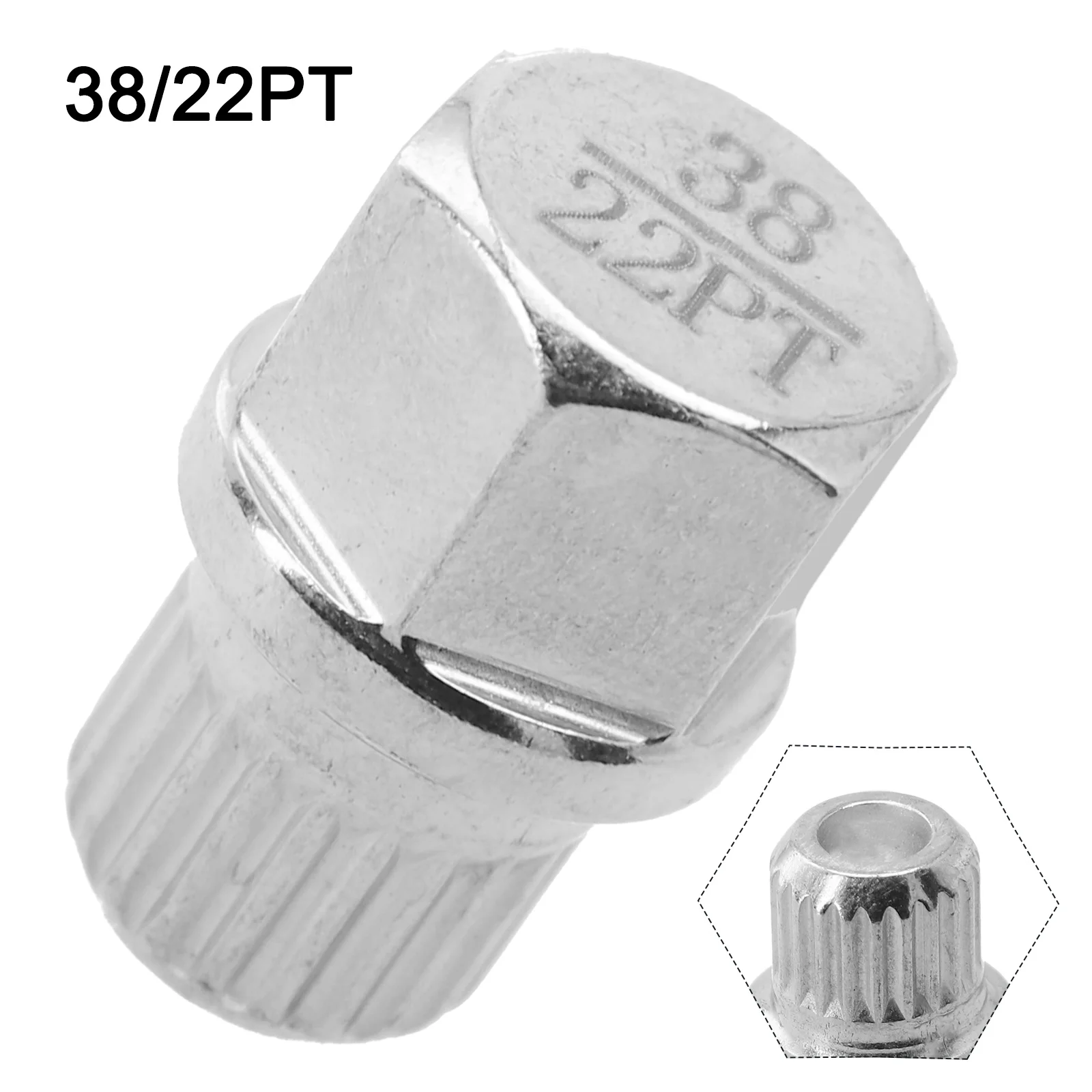 Wheel Lock Lug Nut 1pc 20x28mm 38/22PT Anti-theft Tire Screw New Removal Tool Replace Silver Tone Steel Nut Screw