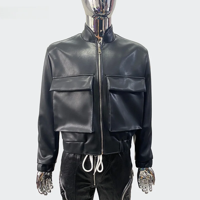 

Мужская куртка Nerazzurri из искусственной кожи, черная, на молнии, в американском стиле, повседневная, молодежная, модная, весенне-осенняя верхняя одежда