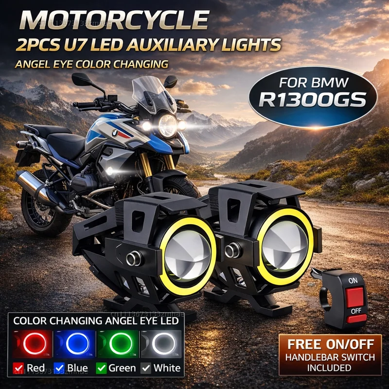 

Waterproof Motorcycle LED Headlight 3000LMW U7 Motorbike LED Driving Fog Spot Light with Switch For BMW R1300GS R1300 GS R