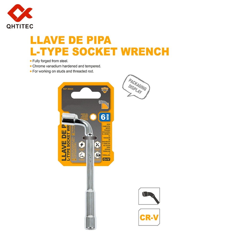 L-Type Angled Socket Wrench 6-24mm Double Ended Nut Spanner with Thru Hole Multi-functional Socket Wrench Key Tools for Mechanic
