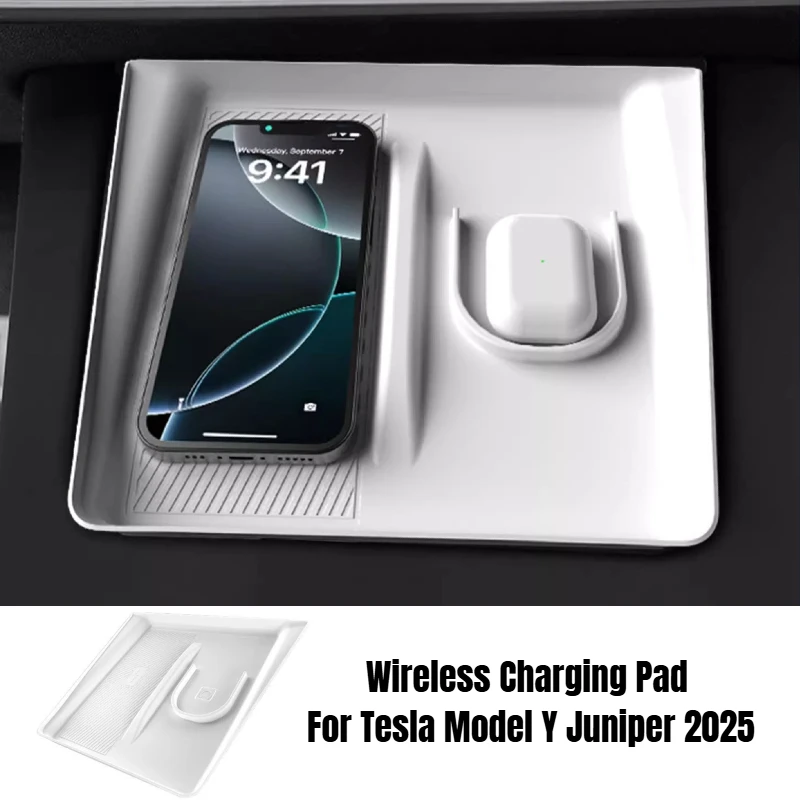 

Беспроводная зарядная панель для Tesla Model Y Juniper 202, автомобильные аксессуары, силиконовый защитный чехол для зарядного устройства, нескользящий пыленепроницаемый коврик