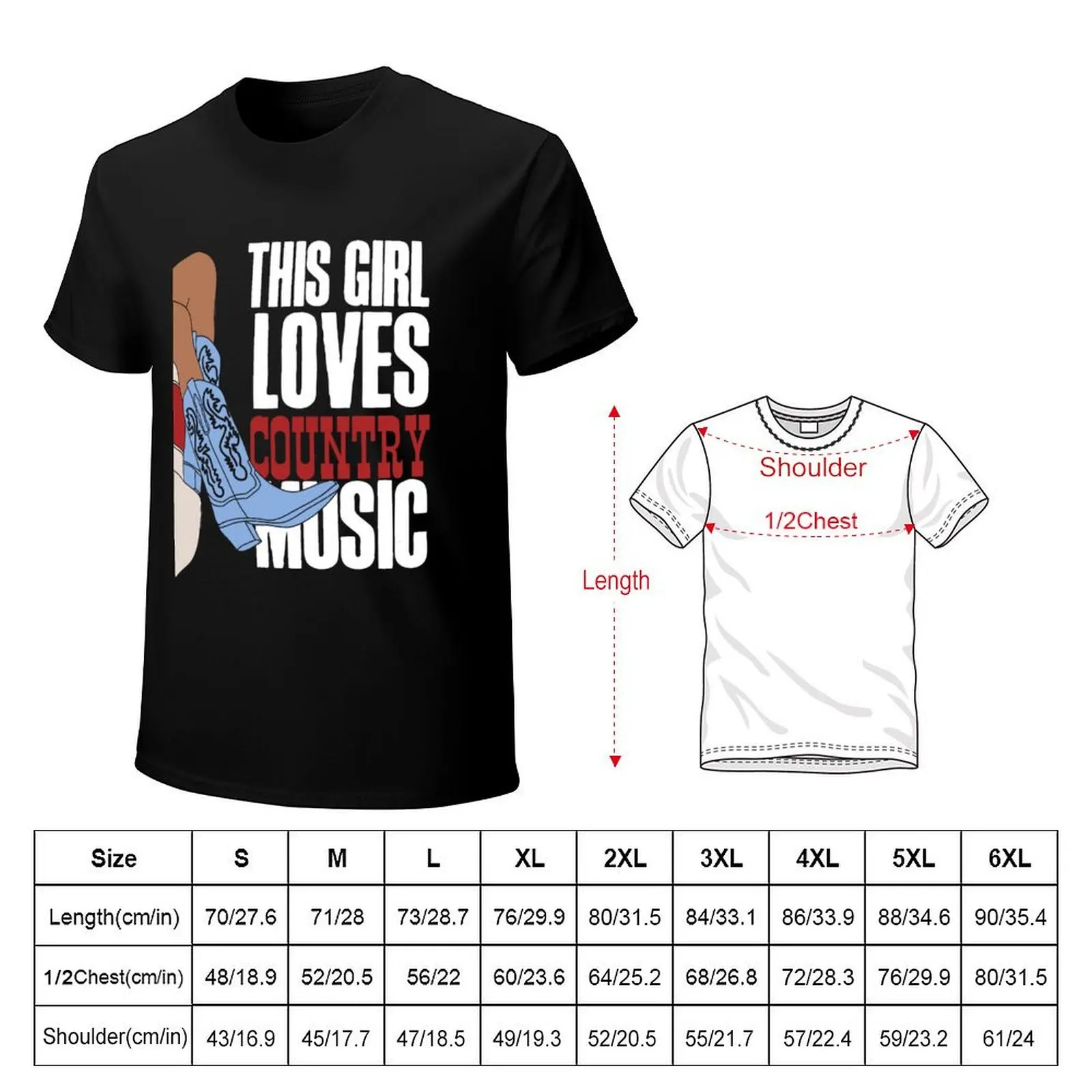 This girl loves country music! T-shirt heavyweights plus size tops anime clothes t shirt for men