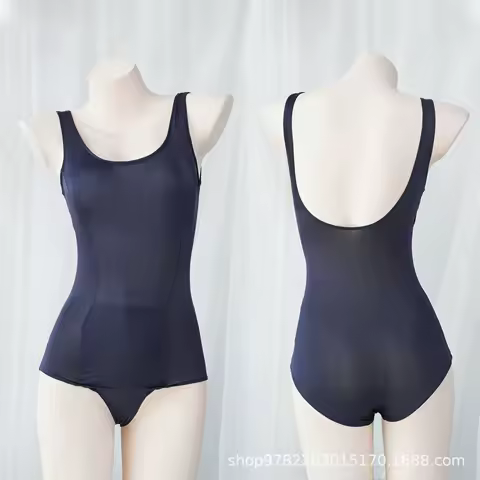 Women Japanese Swimwear Sukumizu Lovely Lolita Anime Cosplay Schoolgirl One Piece Navy Blue Bathing Swim Suit Top Swim Wear