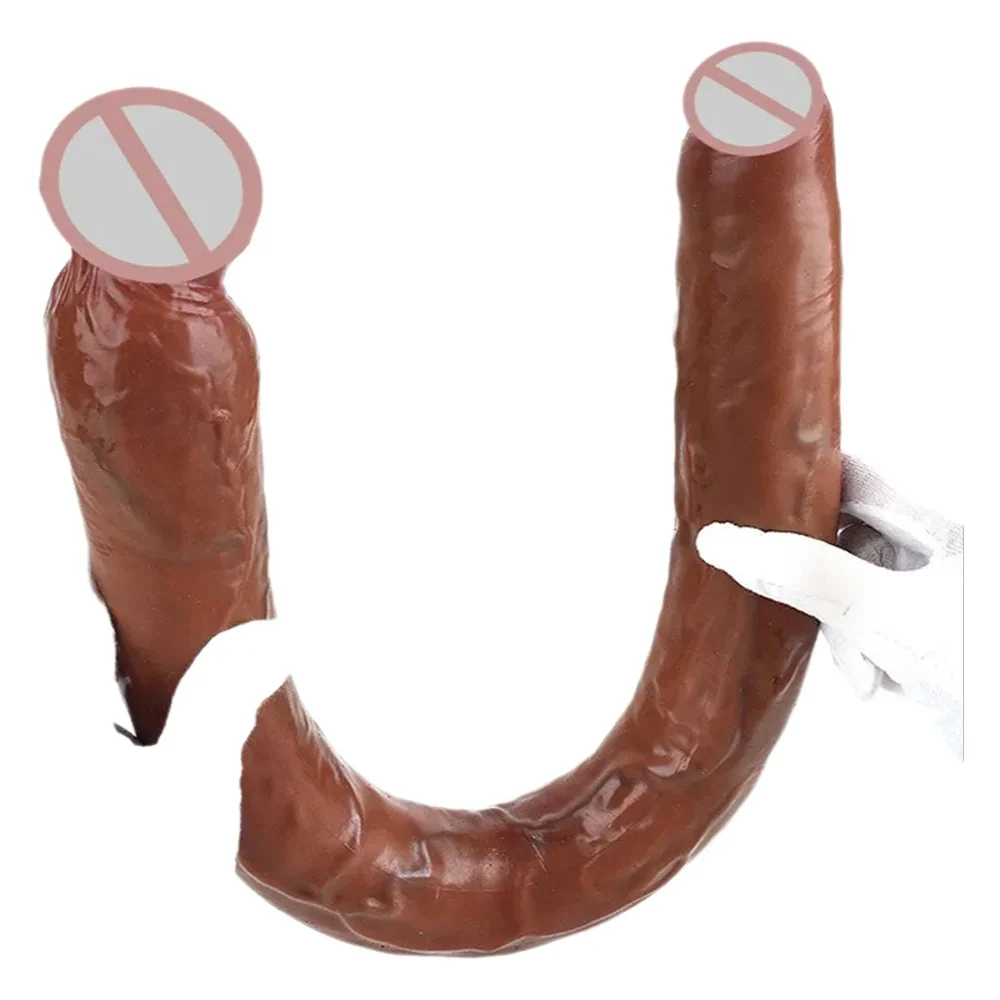SexshopLong Realistic Penis Double Penetration Vagina Anal Stimulation dildosDouble Ended Dildo Lesbian Sex Toys  For Women Men