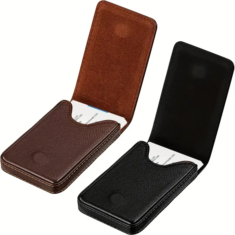 Business Card Holder, Vertical Version PU Leather Business Card Case Pocket Business Name Card Holder With Magnetic Shut