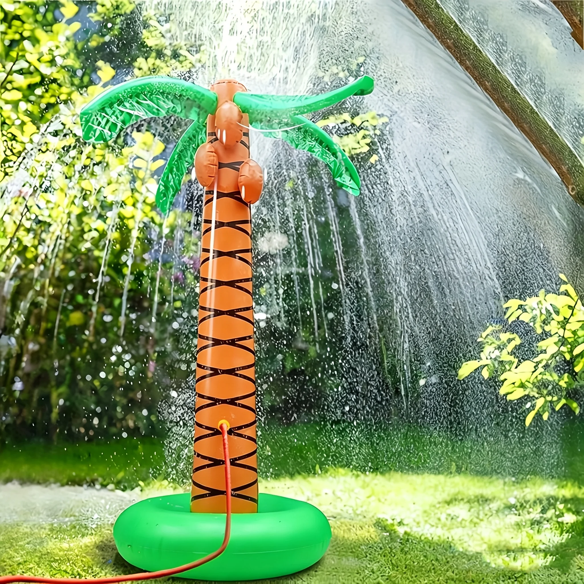 Summer Toys, 61-inch Inflatable Palm Tree Backyard Sprinkler, Inflatable Water Spray Pool Sprinkler, for Garden and Outdoor