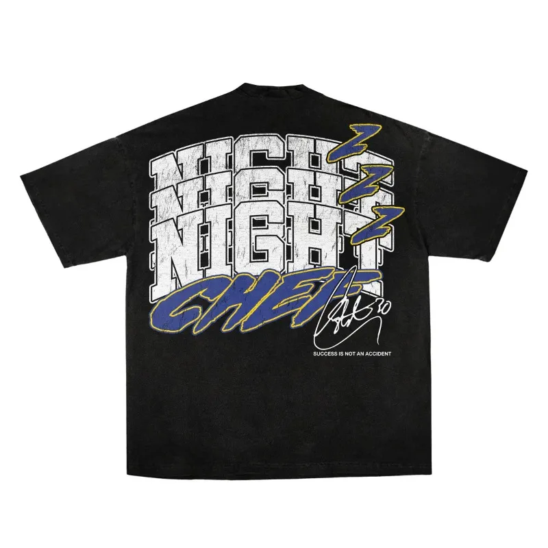 Summer Hot Selling Basketball Superstar Curry Goodnight Pattern Cotton T-shirt, Adult and Children's Fashionable Sportswear