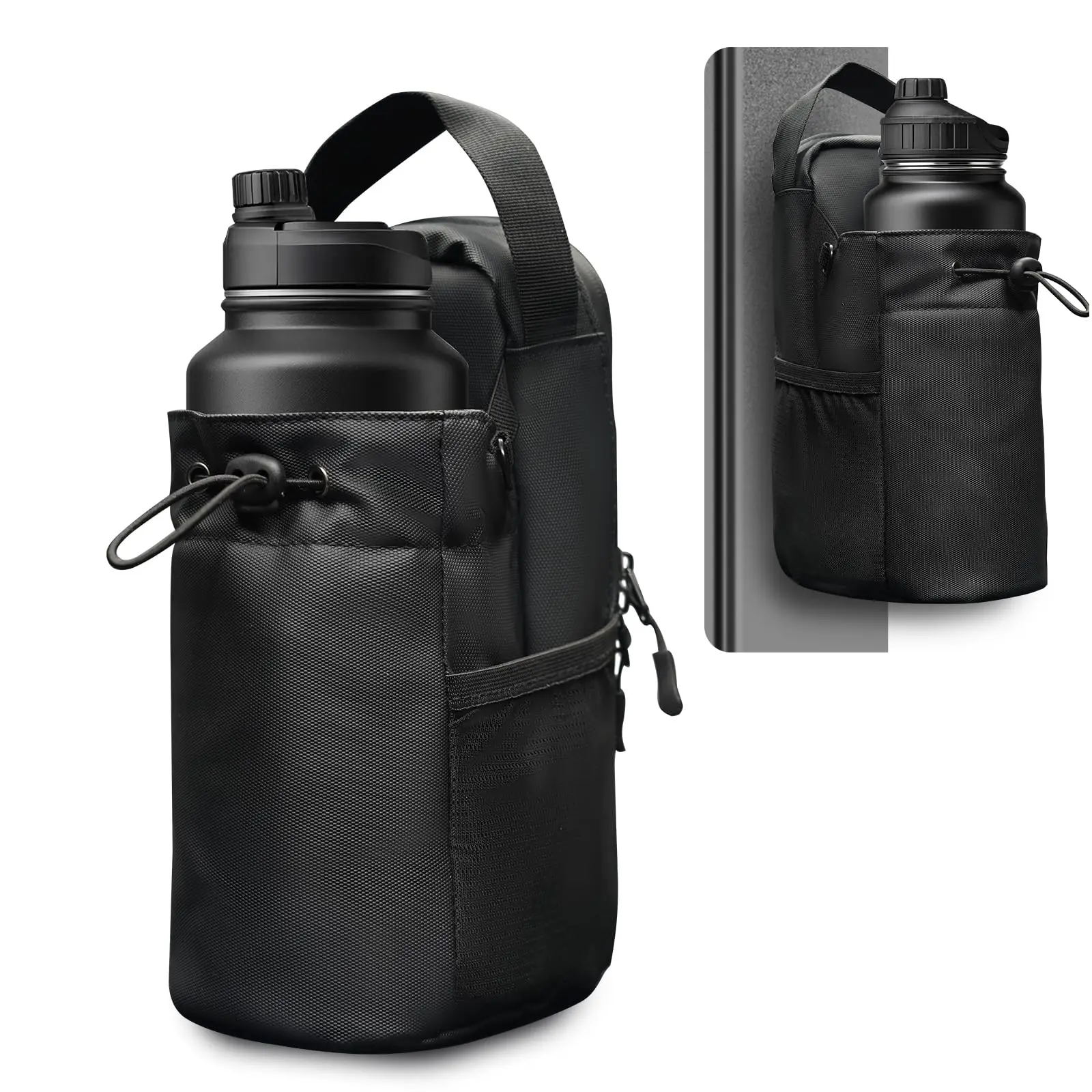 Magnetic Gym Bag with 3 Magnets for Women and Men, Magnetic Water Bottle Holder with Strap and Phone Pocket