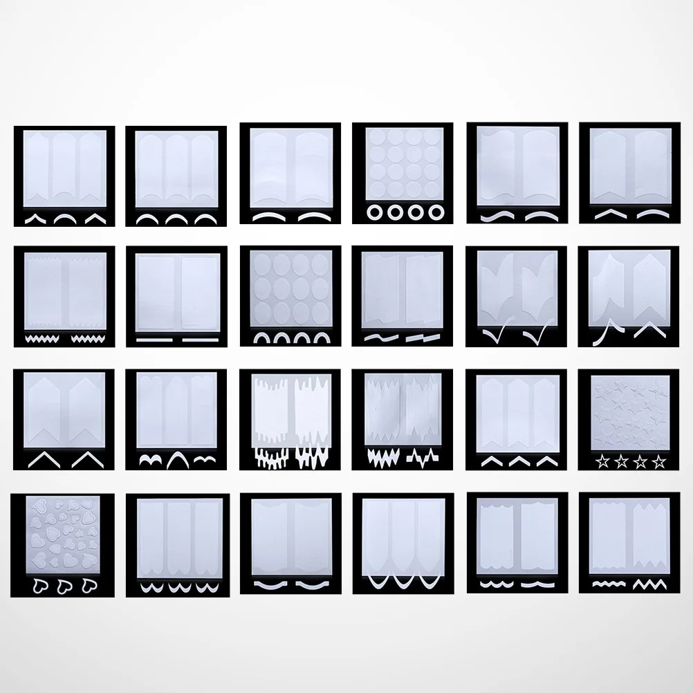 

3 Sets/24pcs French Nail Stickers Manicure Vinyls Stencil Stamp Art Stencils Decal Kit