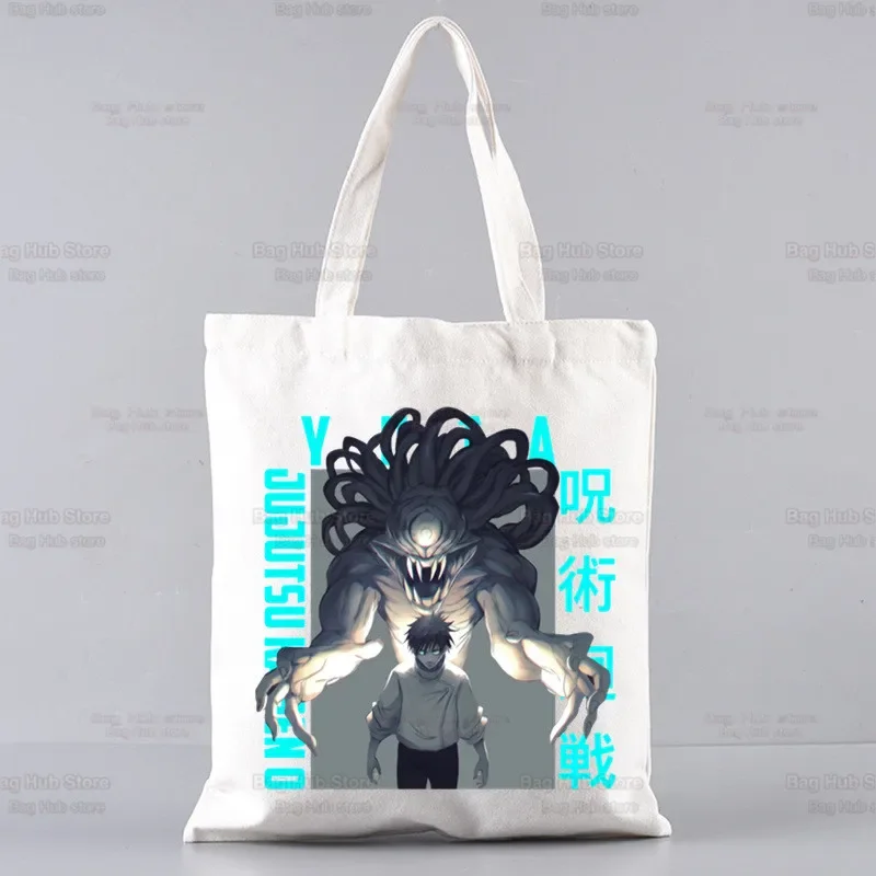 Jujutsu Kaisen kreskówka torba na zakupy Ryomen Sukuna Itadori Yuji Bolsas De Tela Shopper Okkotsu Yuta Gojo Satoru na zakupy torba z juty