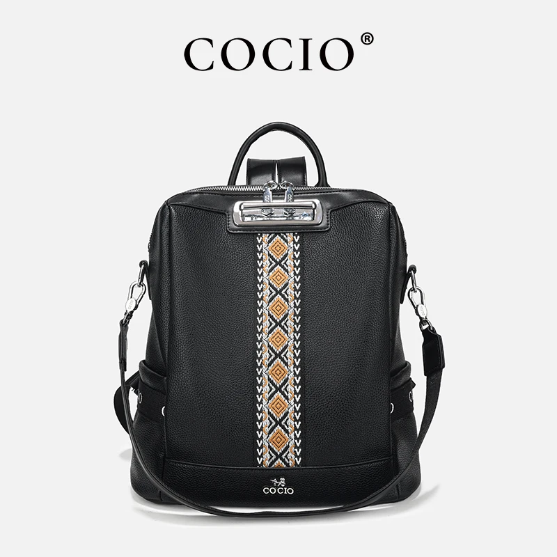 

Black Ethnic Embroidery Backpack сумка женская Women's Bag Bolsos Mujer 2026 Fashion Backpack Bohemian Floral Travel Daypack
